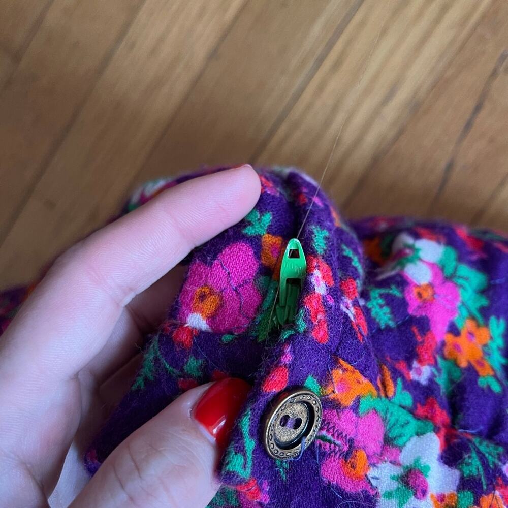 70s Vintage Mr. B Purple Floral Quilted Skirt - Picture 6 of 8